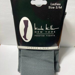 Nicole Miller Fleece Footed Tights Grey S/M